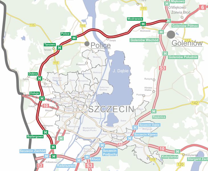 Droga S6, zachodnia obwodnica Szczecina. Źródło: GDDKiA